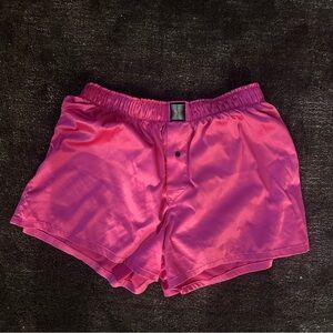 Savage X Fenty Hot Pink Satin Boxer Shorts